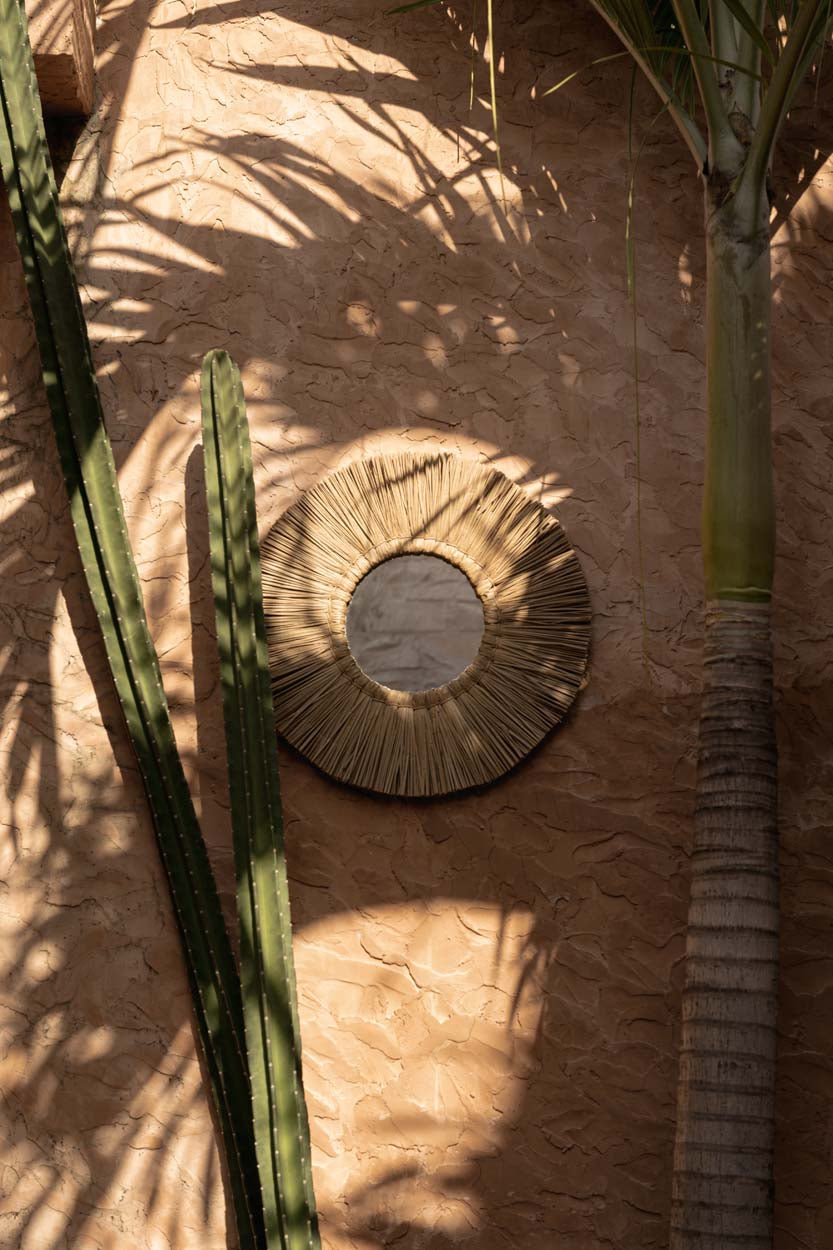 Miroir rond en herbe Alang Alang 45 cm naturel