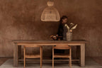 Suspension en rotin naturel tressé silhouette cloche – Ø57 cm