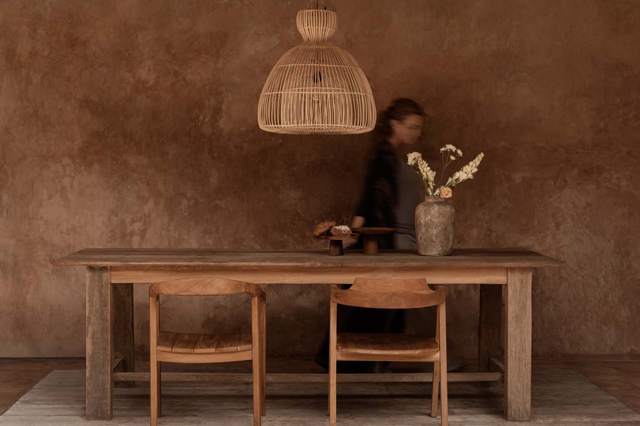 Suspension en rotin naturel tressé silhouette cloche – Ø57 cm