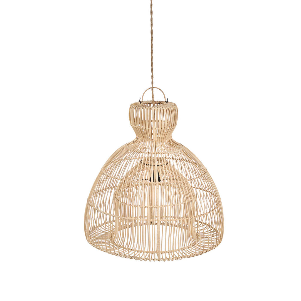 Suspension rotin naturel forme sablier ajourée – Ø50 cm