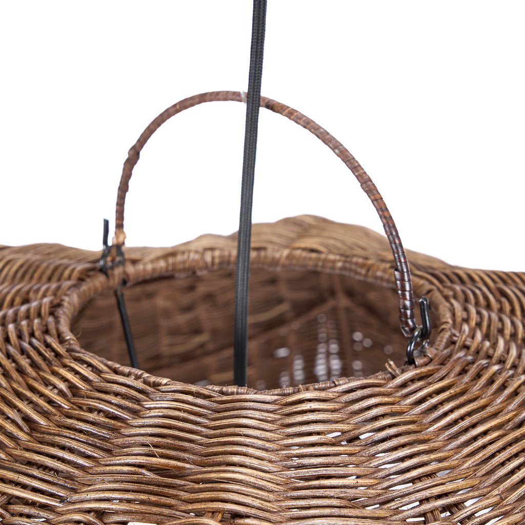 Suspension rotin noyer foncé dôme ondulé – Ø103 cm