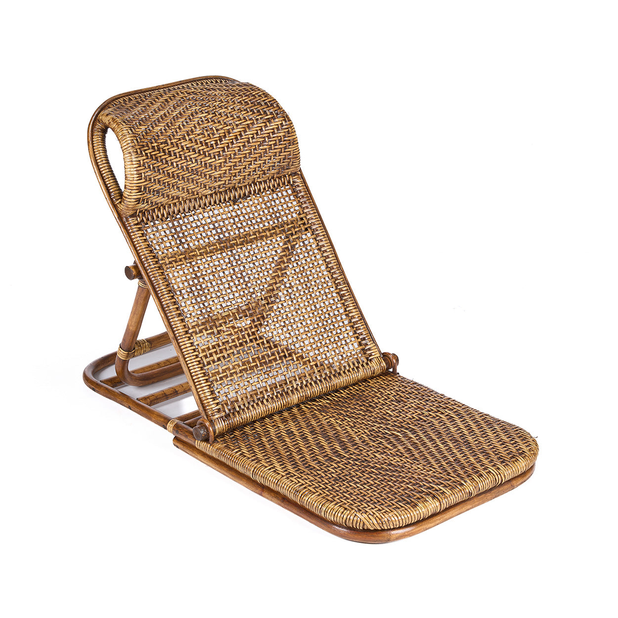 Fauteuil bas pliant en rotin finition miel avec dossier réglable