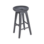 Tabouret bar noir en manguier assise ronde - H75 cm