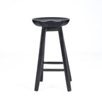 Tabouret bar noir en manguier assise ronde - H75 cm