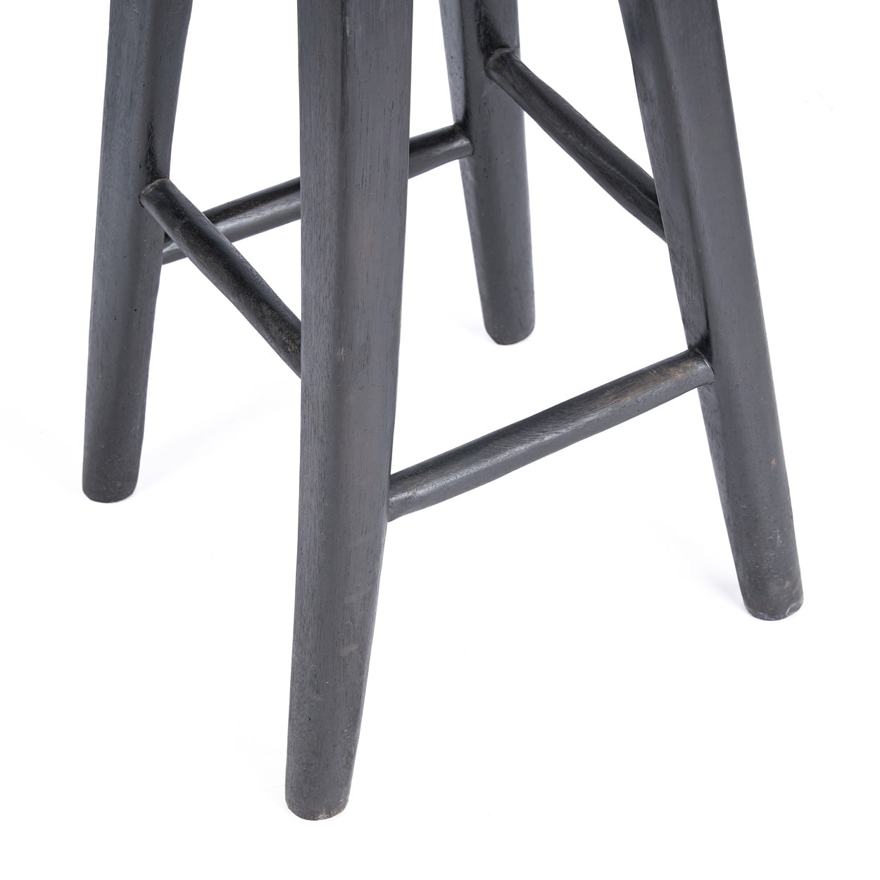 Tabouret bar noir en manguier assise ronde - H75 cm
