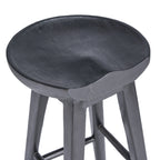 Tabouret bar noir en manguier assise ronde - H75 cm