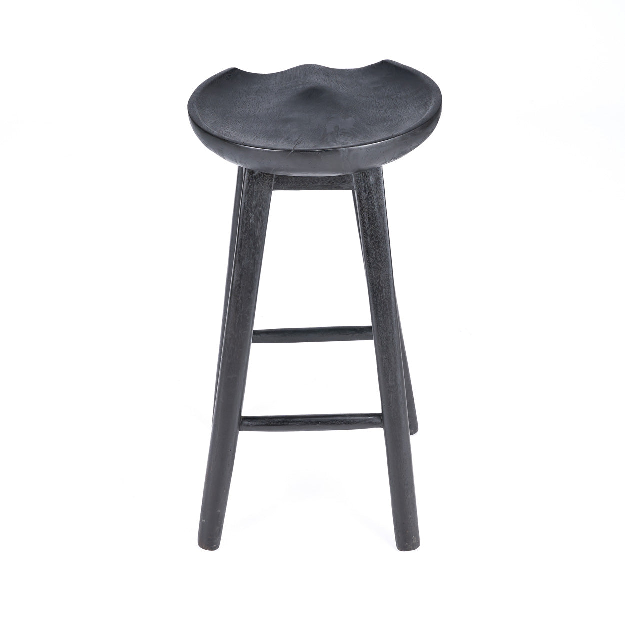Tabouret bar noir en manguier assise ronde - H75 cm