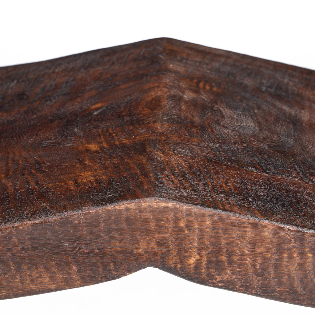 Banc en bois massif brun foncé ondulé pour salon – 155x35 cm
