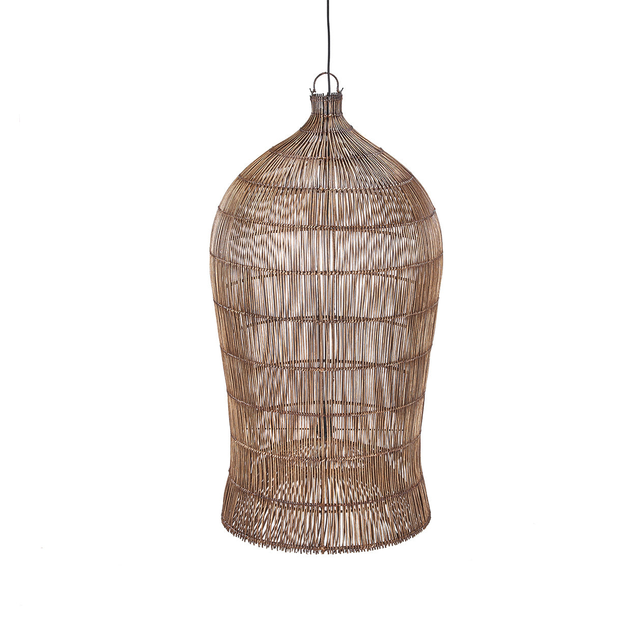 Suspension bambou tressé brun lampe de salon – Ø60 cm