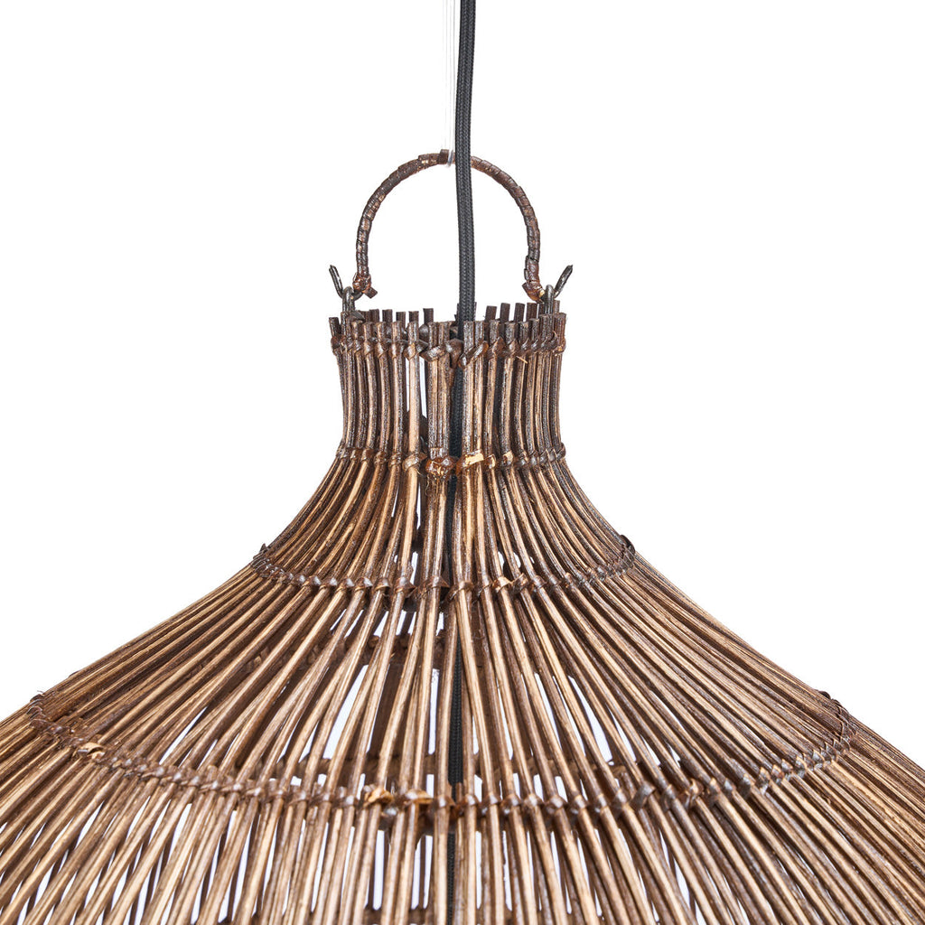 Suspension bambou tressé brun lampe de salon – Ø60 cm
