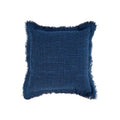 Housse de coussin bleu frangé en coton-lin 50x50 cm