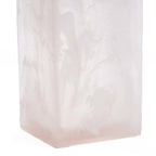 Distributeur de savon en résine marbrée rose et blanche avec pompe dorée