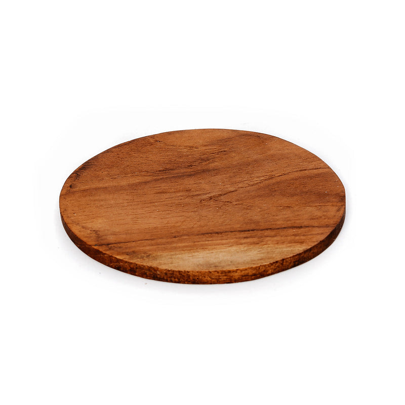 Dessous de verre bois de teck naturel – Ø10 cm