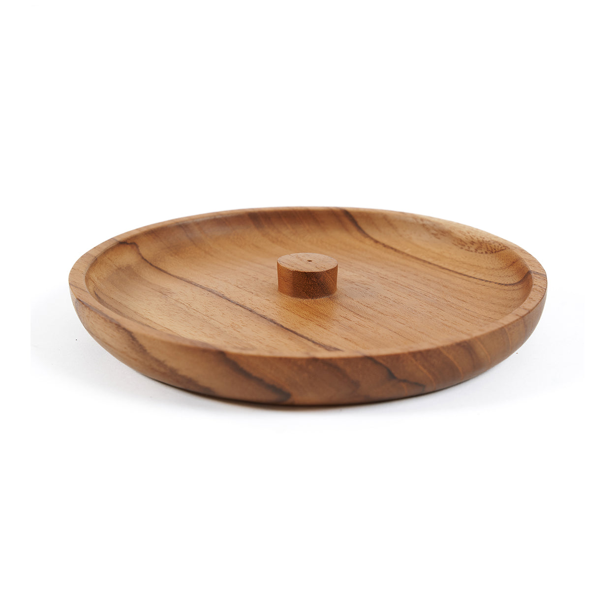 Porte-encens en teck racine finition naturelle forme ronde