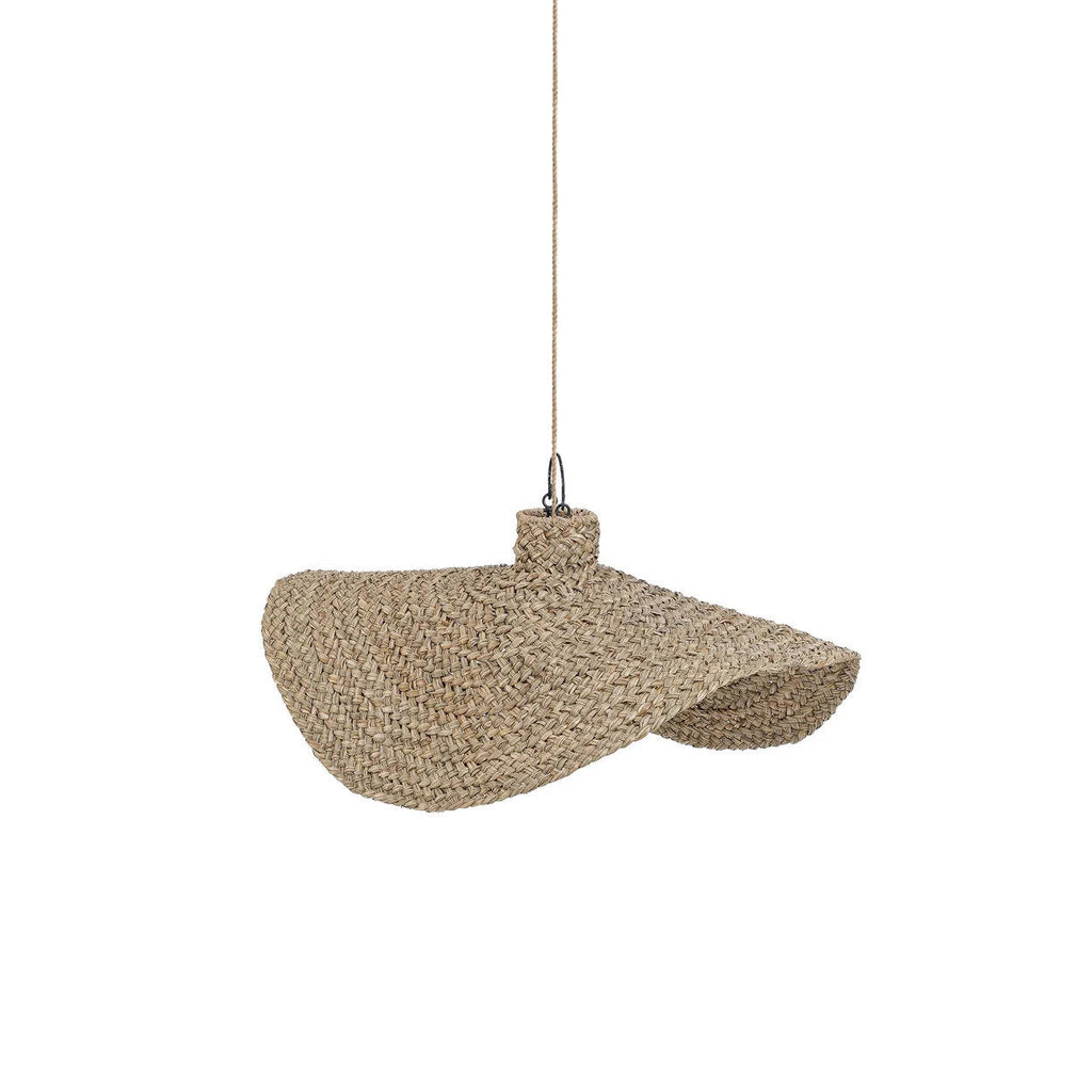 Suspension en jacinthe d'eau tressée forme organique beige – Ø60 cm