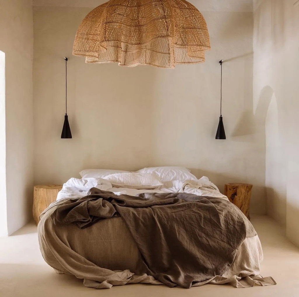Suspension XXL en rotin naturel tressé ajouré – 150x100 cm
