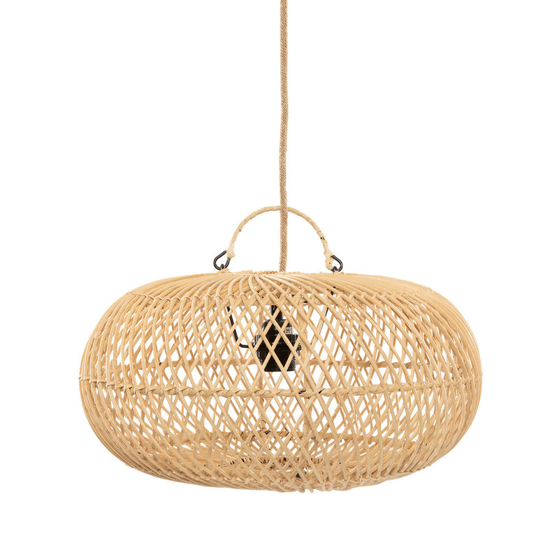 Suspension ovale en rotin naturel ajouré – Ø40 cm