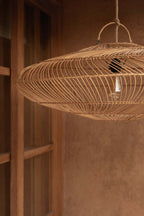 Suspension en rotin naturel forme soucoupe ajourée – Ø75 cm - M
