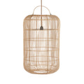 Suspension en rotin tressé beige cylindrique avec anse – Ø50 cm