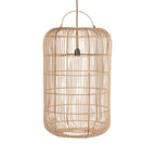 Suspension en rotin tressé beige cylindrique avec anse – Ø50 cm