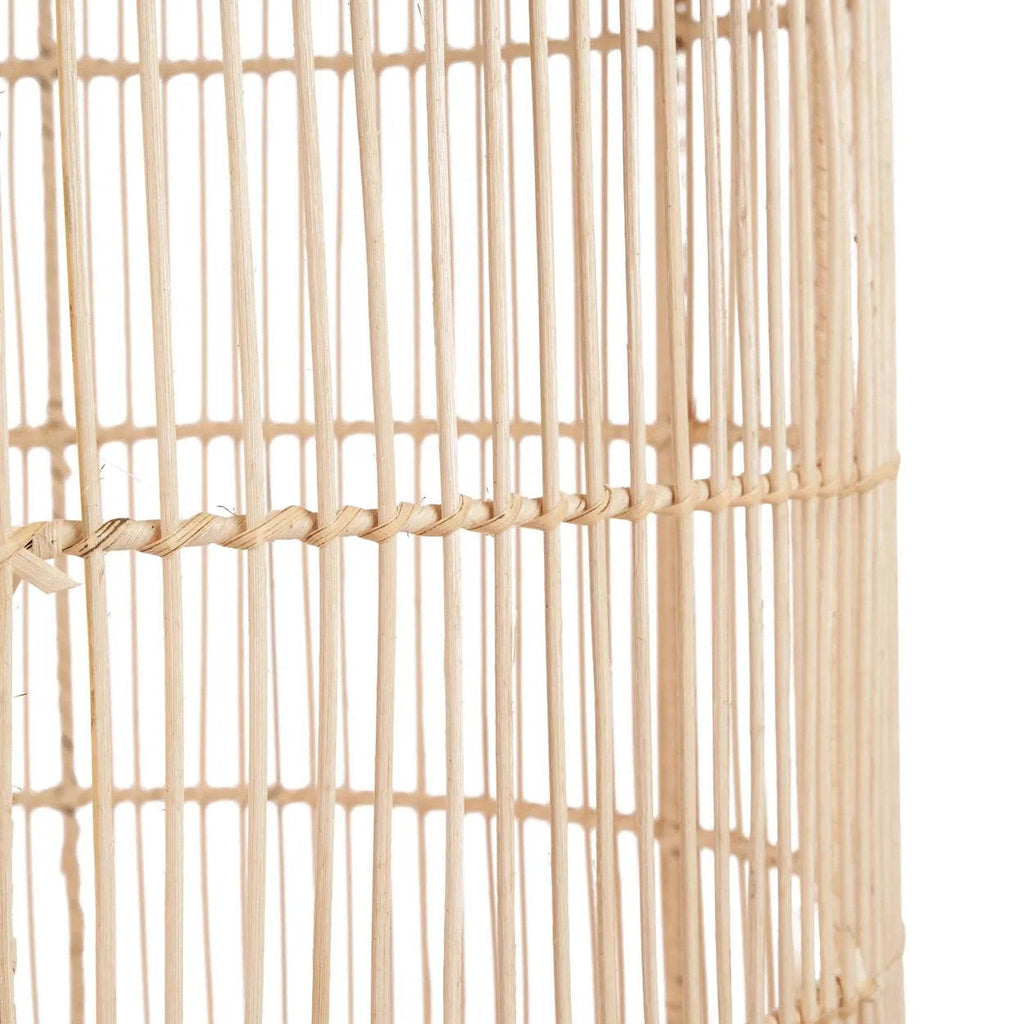 Suspension en rotin tressé beige cylindrique avec anse – Ø50 cm