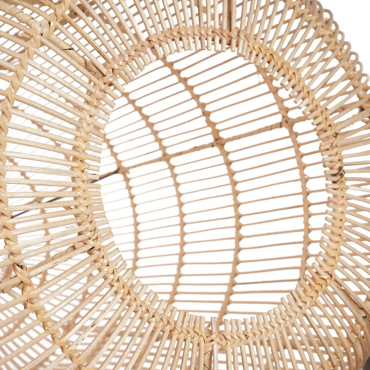 Suspension en rotin tressé beige cylindrique avec anse – Ø50 cm