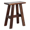 Banc en bois recyclé brun foncé pieds évasés look vintage – 45x20 cm