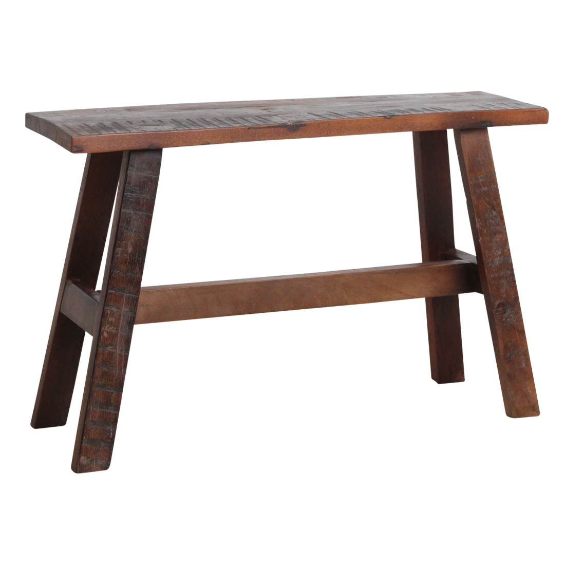 Banc en bois recyclé brun au look industriel rustique – 85x20 cm