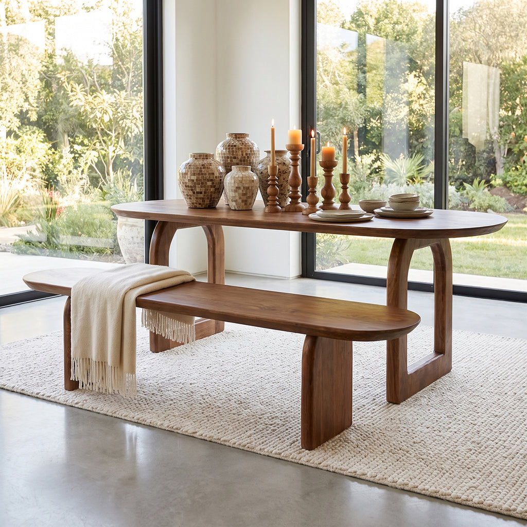 Banc en bois de manguier brun pour salle à manger – 180x35 cm