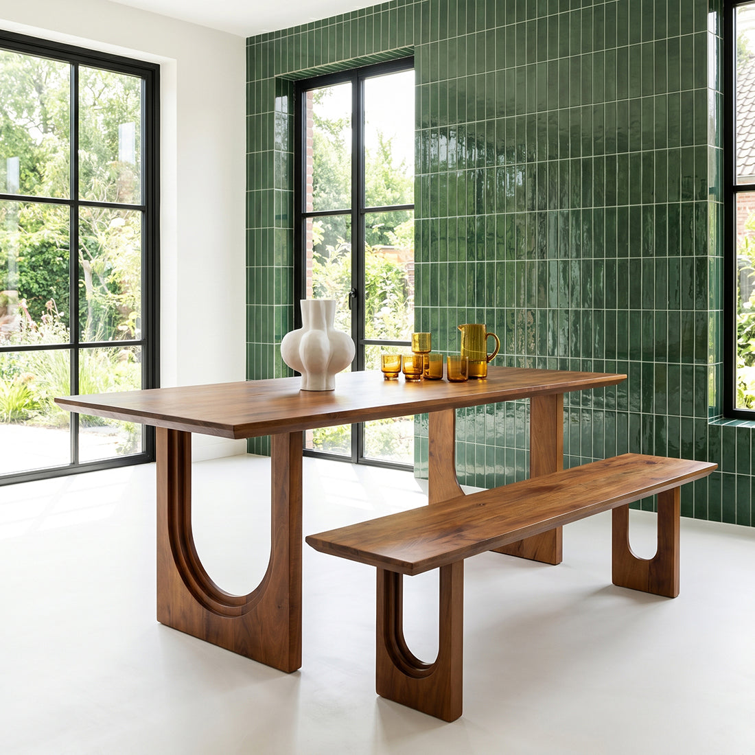 Banc salle à manger bois manguier bords arrondis – 180x35 cm
