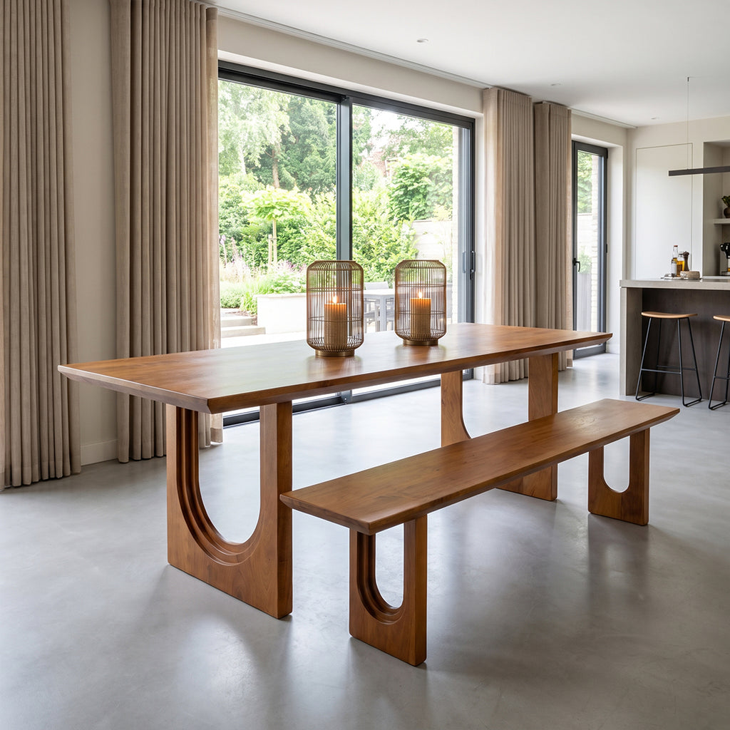 Banc salle à manger bois manguier bords arrondis – 180x35 cm