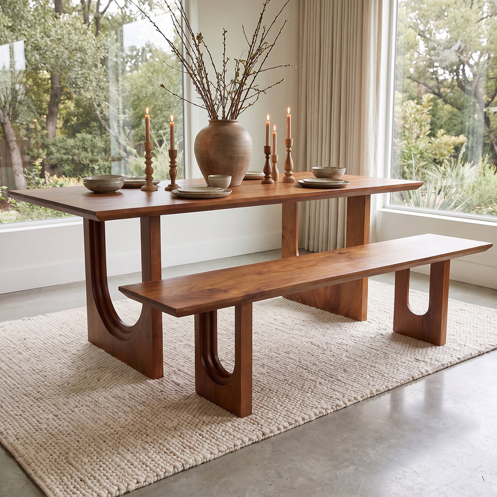 Banc salle à manger bois manguier bords arrondis – 180x35 cm