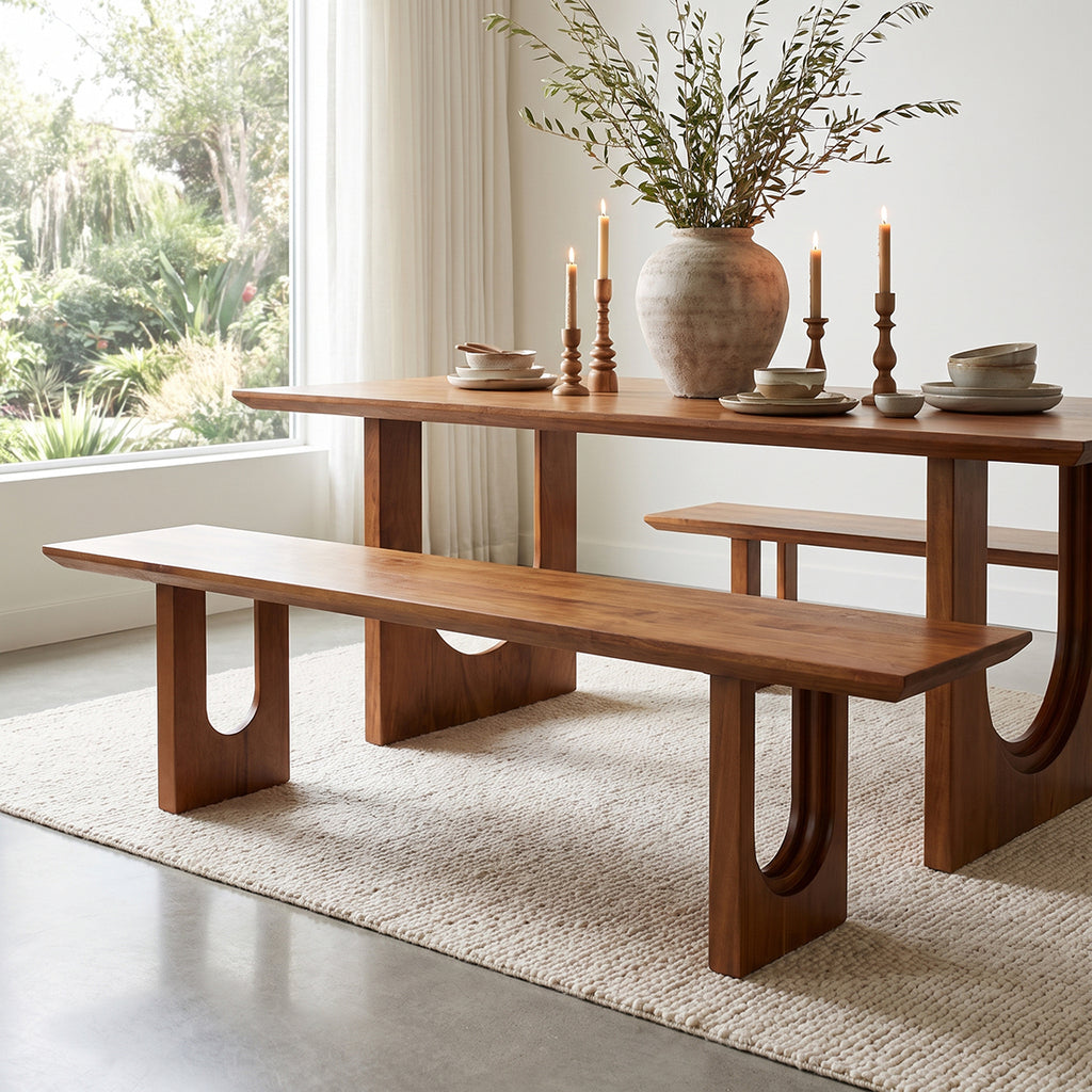 Banc salle à manger bois manguier bords arrondis – 180x35 cm