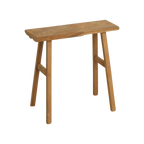 Banc en teck recyclé finition naturelle pieds évasés – 40x17 cm