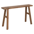 Banc en teck recyclé naturel pieds tréteaux – 80x17 cm