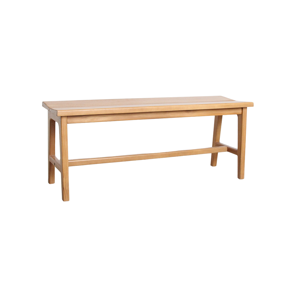 Banc en teck élégant beige intérieur extérieur – 120x35 cm