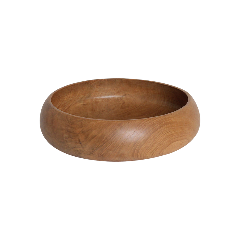 Coupe décorative ronde en teck massif finition lisse – Ø30 cm