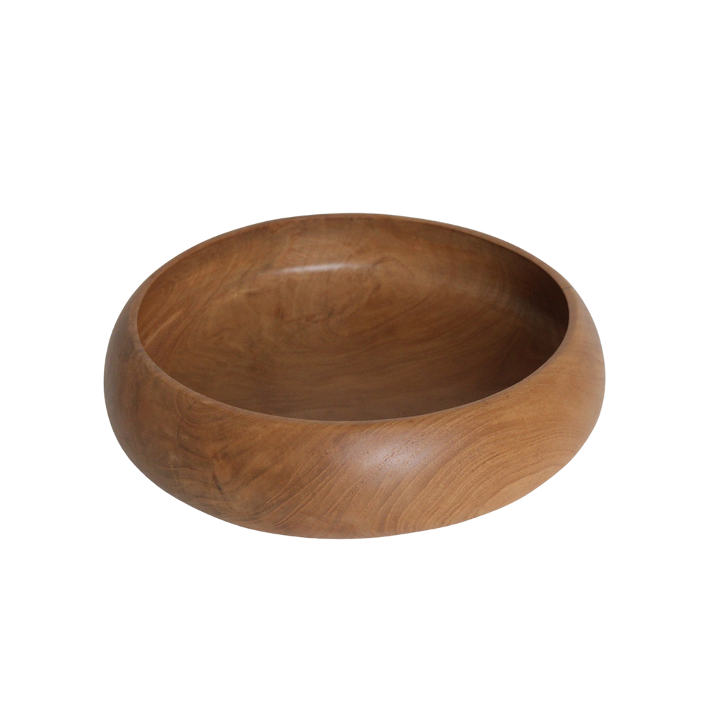 Coupe décorative ronde en teck massif finition lisse – Ø30 cm