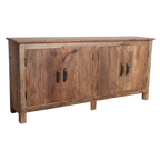 Buffet en bois recyclé brun avec 4 portes métal noir – 172x39 cm