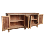 Buffet en bois recyclé brun avec 4 portes métal noir – 172x39 cm