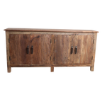 Buffet en bois recyclé brun avec 4 portes métal noir – 172x39 cm
