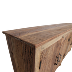 Buffet en bois recyclé brun avec 4 portes métal noir – 172x39 cm