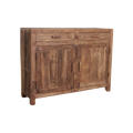 Buffet bois recyclé 2 portes et tiroirs chaleur salon – 120x38 cm