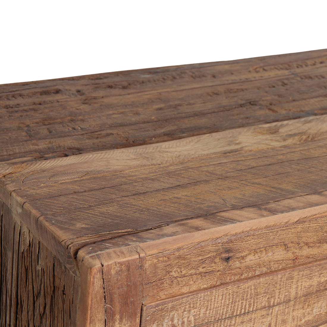 Buffet bois recyclé 2 portes et tiroirs chaleur salon – 120x38 cm