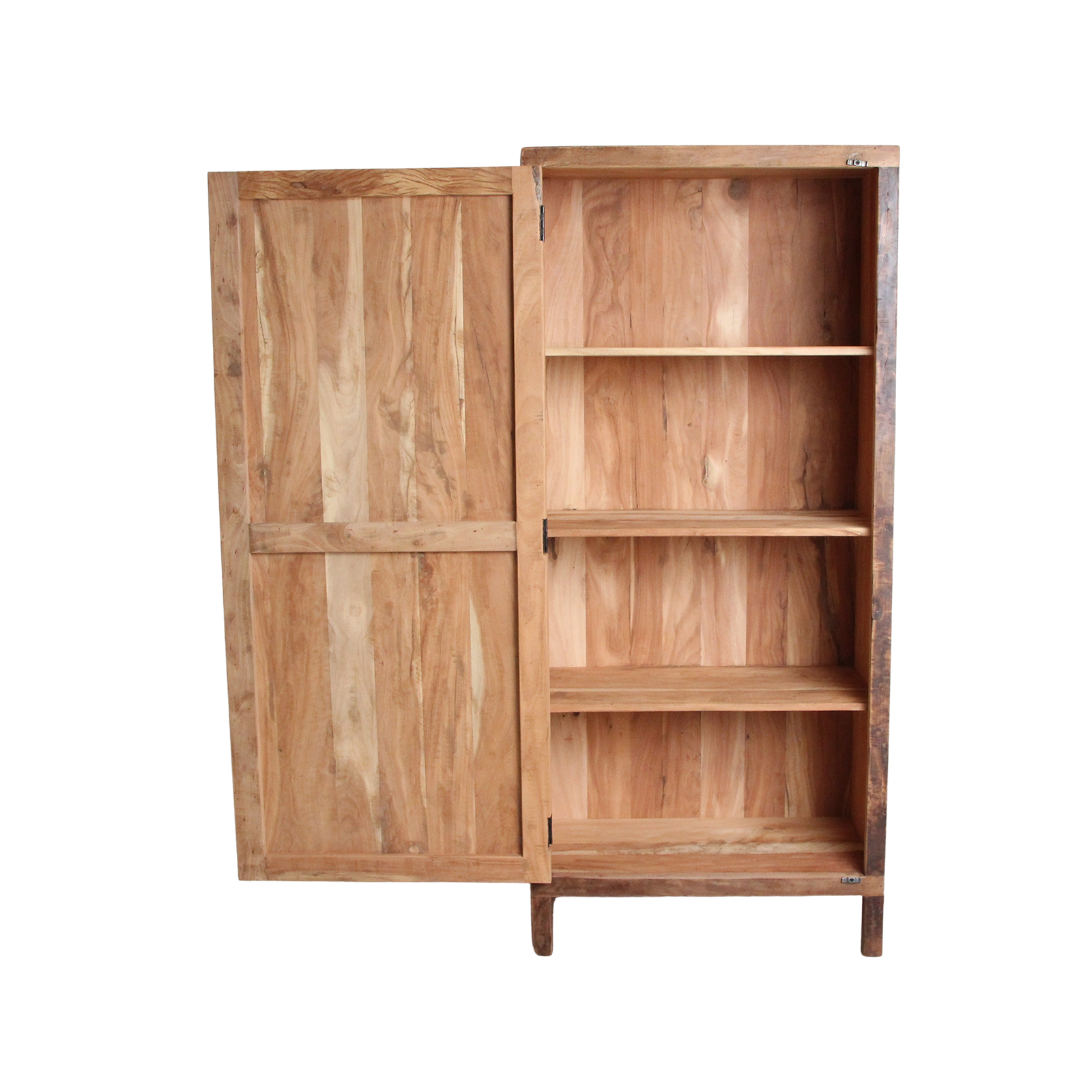 Armoire haute 1 porte en bois recyclé brun naturel – 80x40 cm