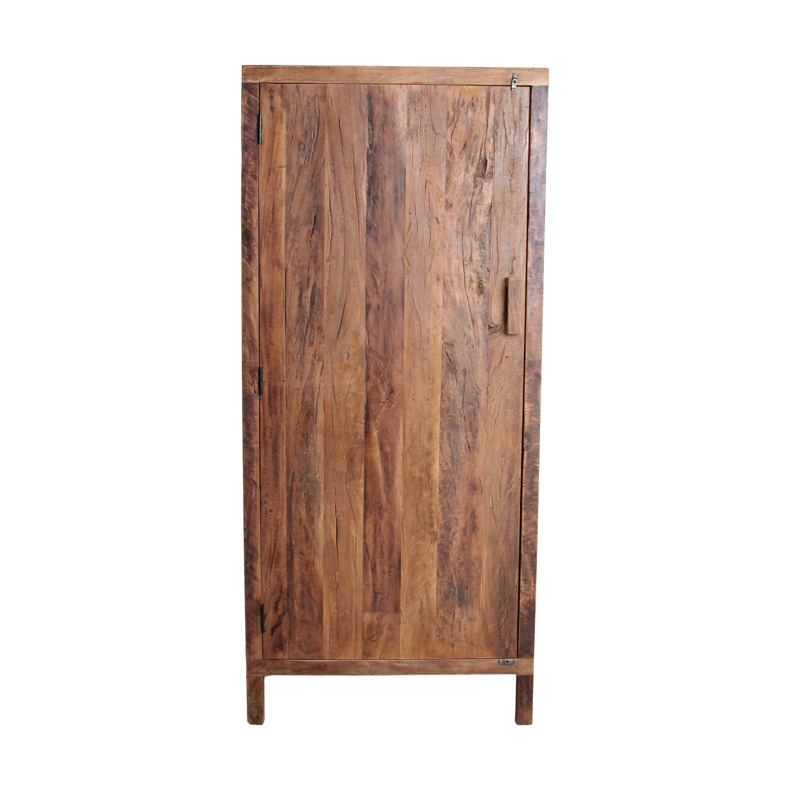Armoire haute 1 porte en bois recyclé brun naturel – 80x40 cm