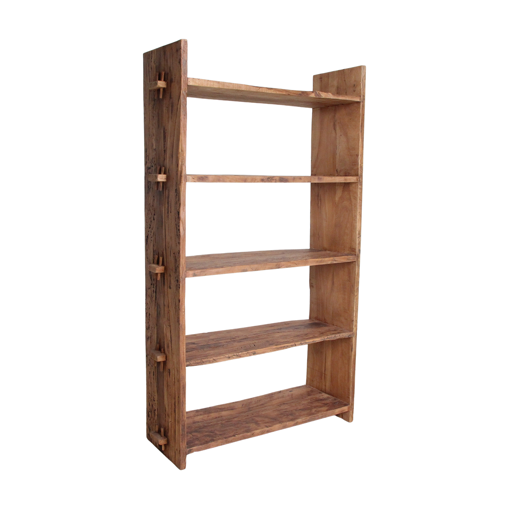 Étagère en bois recyclé marron à montants épais – 100x37 cm