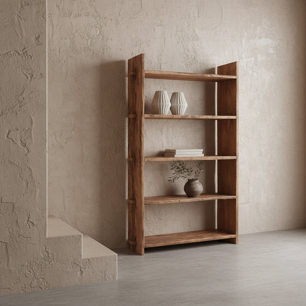 Étagère en bois recyclé marron à montants épais – 100x37 cm