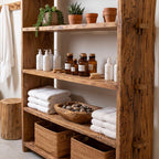 Étagère en bois recyclé marron à montants épais – 100x37 cm