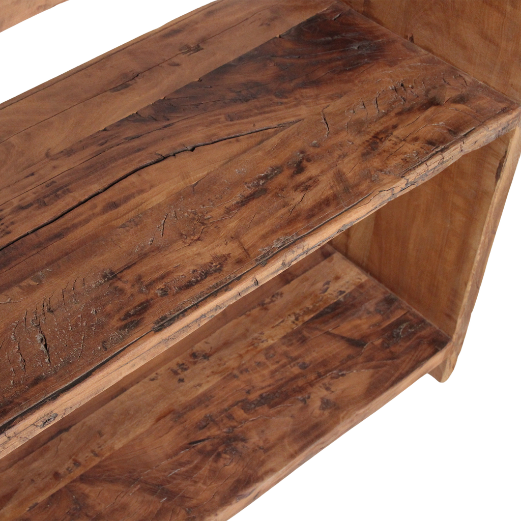 Étagère en bois recyclé marron à montants épais – 100x37 cm